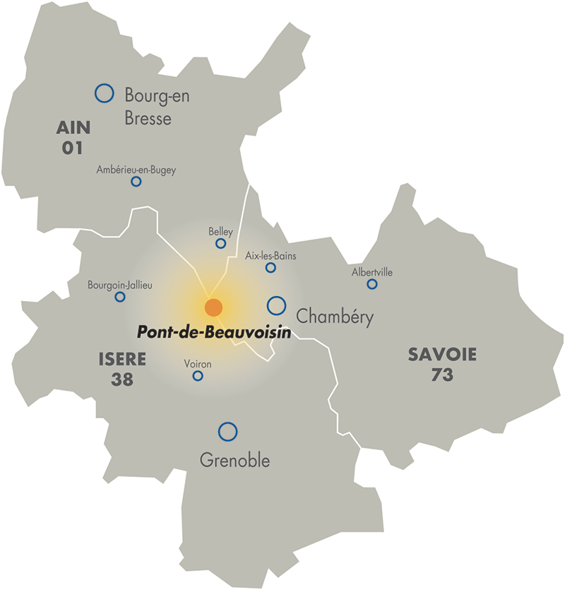 Isactys Carte Territoire d'intervention