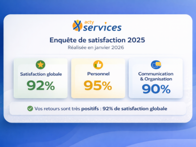 resultats enquete de satisfaction qualité prestations acty services janvier 2026 Isactys